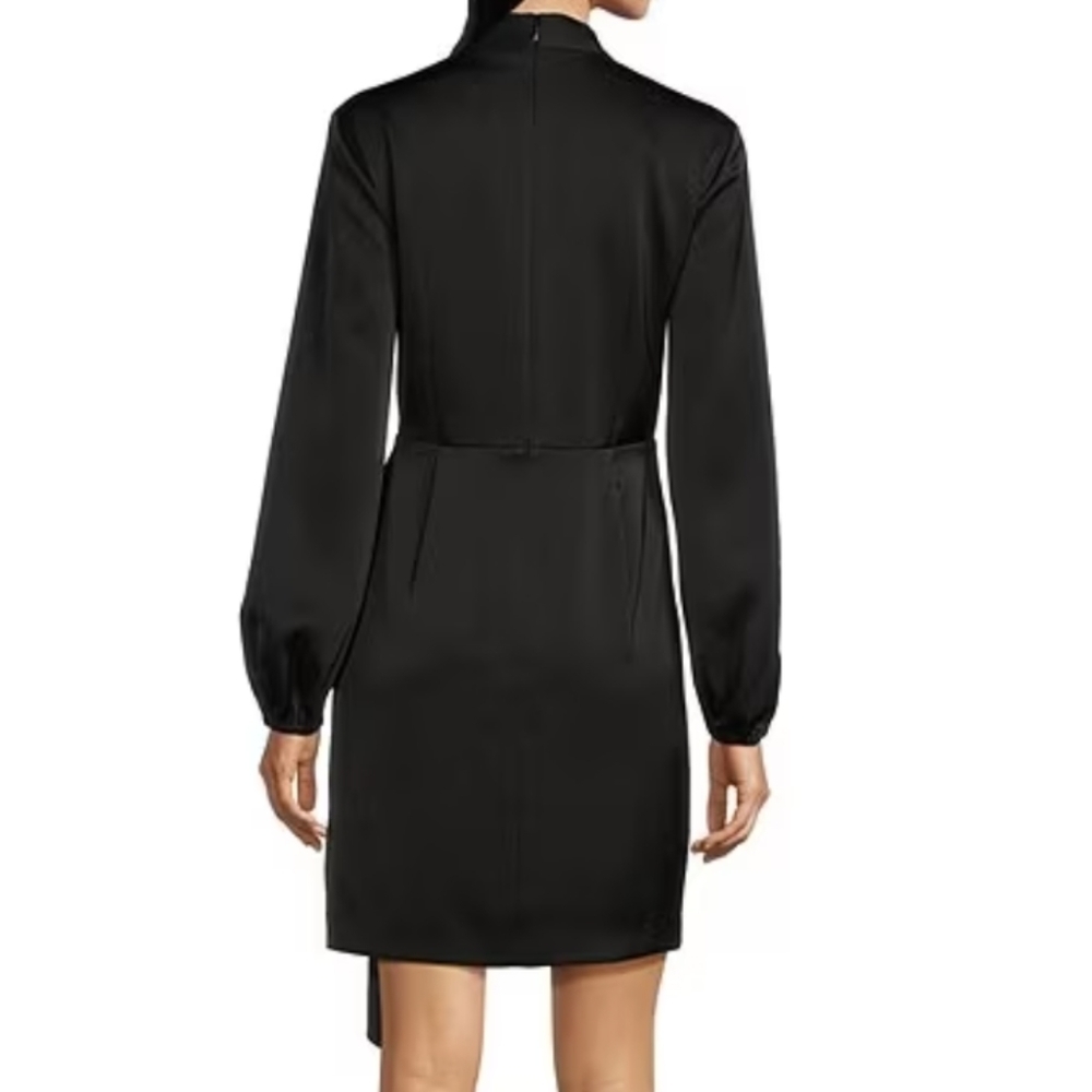 Alex Marie Iris V-Neck Satin Crepe Long Sleeve A-Line Dress - Picture 2 of 11
